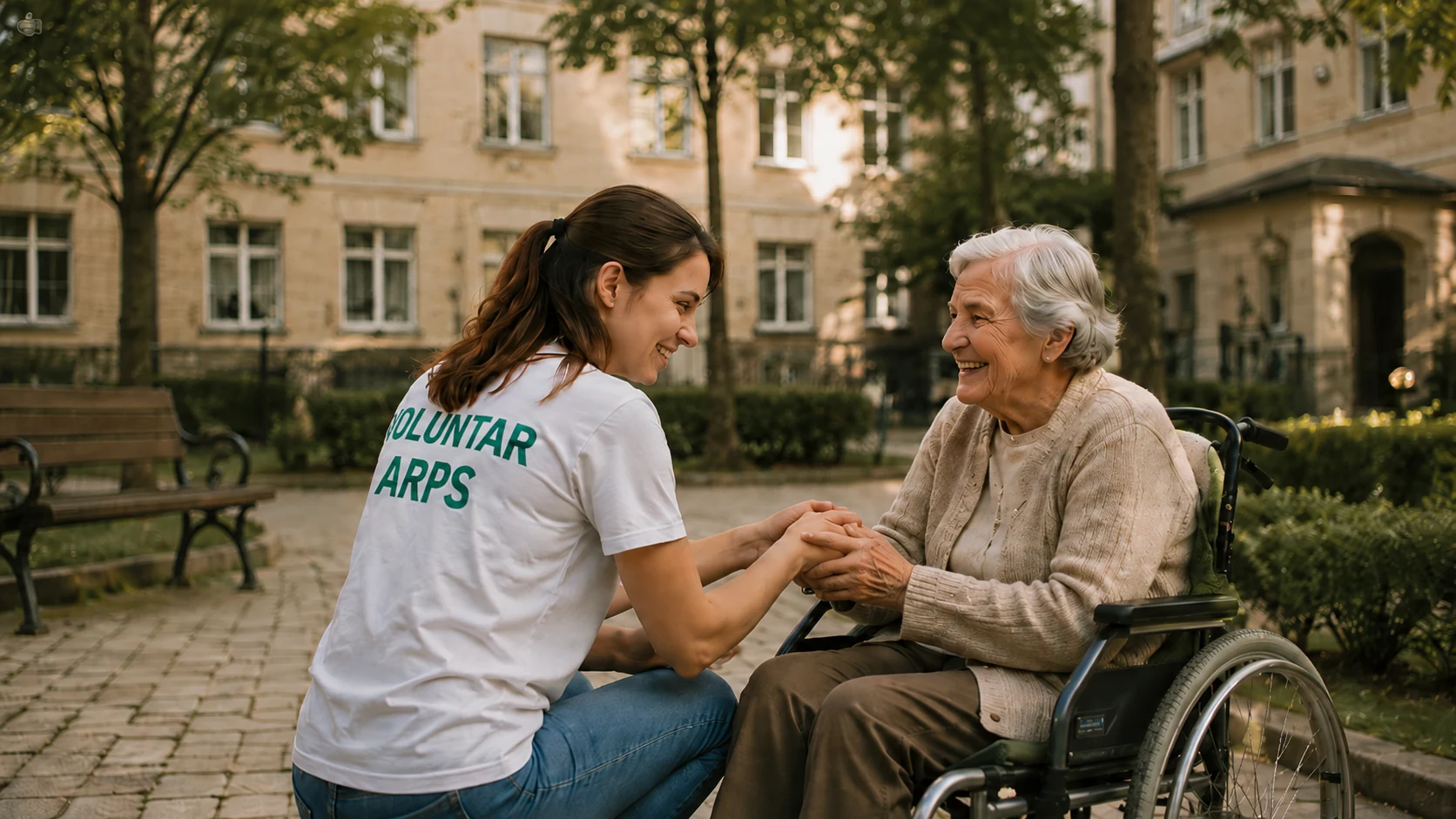 Voluntar ARPS alături de o persoană din comunitate