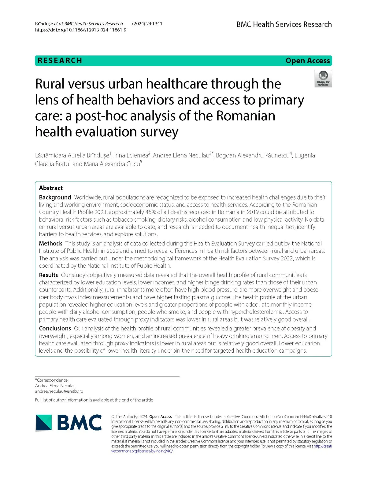 Sănătatea rurală versus urbană în România: comportamente de sănătate și acces la asistență medicală primară